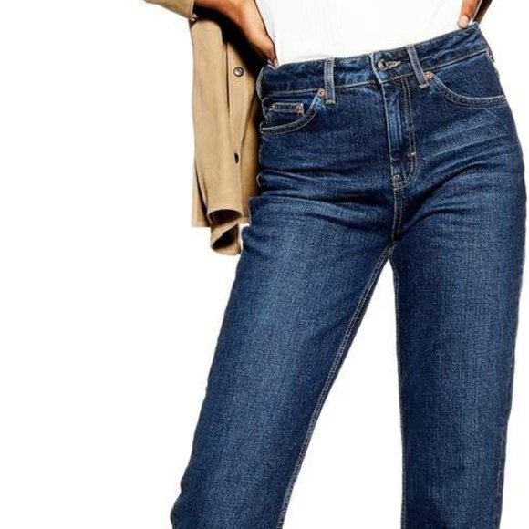 topshop mid blue straight leg jeans